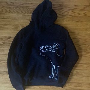 Kids black Abercrombie Sherpa hoodie